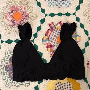 Black Ruffled Bikini Top